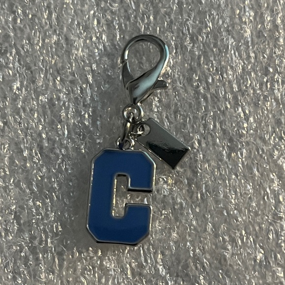 New Blue and Silver Signature C' Zipper Pull Bag Charm Keychain - Picture 1 of 7